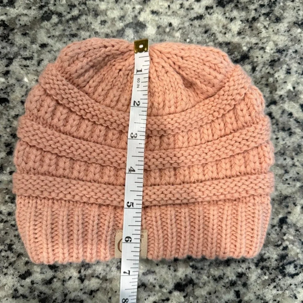 C.C Kids Peach Pink Cable Knit Beanie Winter Hat
